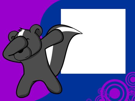 dab dabbing pose skunk kid cartoon picture frame backgroundのイラスト素材