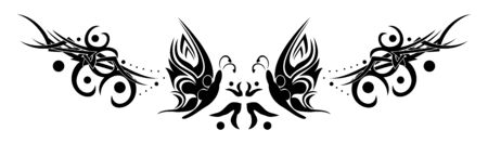 black butterfly tattoo ink illustration in vector formatのイラスト素材