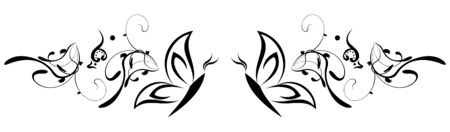 black butterfly tattoo ink illustration in vector formatのイラスト素材