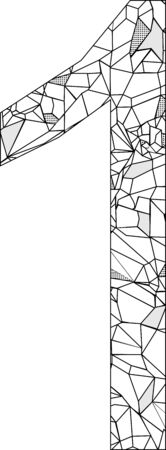 isolated polygonal one number illustration mandala coloring in vector formatのイラスト素材