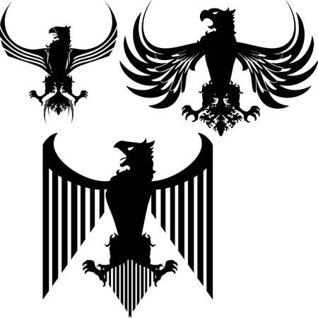 heraldic eagle set collection in vector formatのイラスト素材