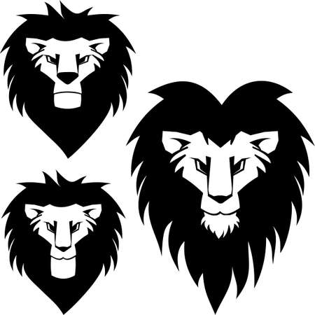 lion front head tattoo set collection in vector formatのイラスト素材