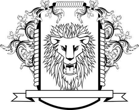 lion head tattoo coat of arms crest in vector formatのイラスト素材