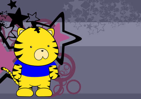 kawaii plush tiger cartoon background in vector formatのイラスト素材
