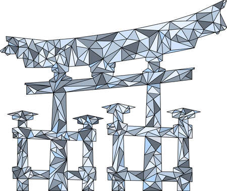 isolated polygonal japanese illustration in vector formatのイラスト素材