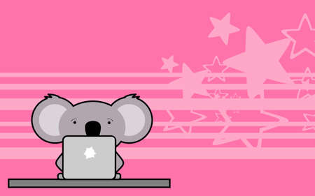 cute online studying koala kid character cartoon in vector formatのイラスト素材