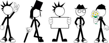 pictograms stick man character cartoon vector set collectionのイラスト素材
