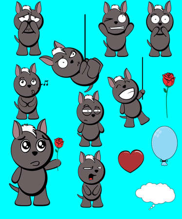 little xoloitzcuintle character cartoon expressions collection in vector format very easy to editのイラスト素材
