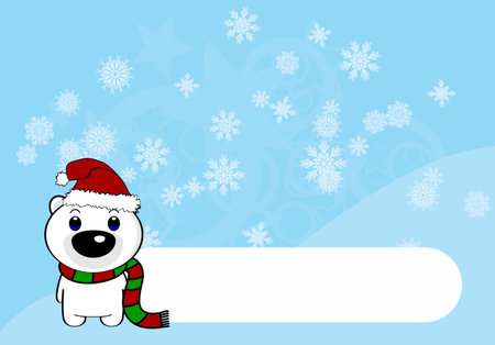 little kawaii baby polar bear character cartoon christmas background illustration in vector formatのイラスト素材