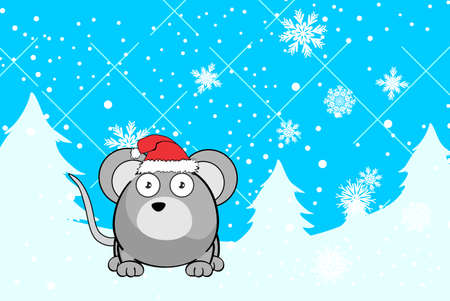 cute mouse character cartoon ball style christmas background illustration in vector formatのイラスト素材