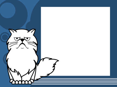 funny cute persian kitty cartoon picture frame illustration in vector formatのイラスト素材