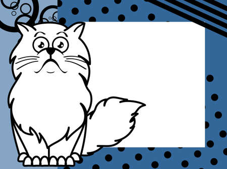 funny cute persian kitty cartoon picture frame illustration in vector formatのイラスト素材