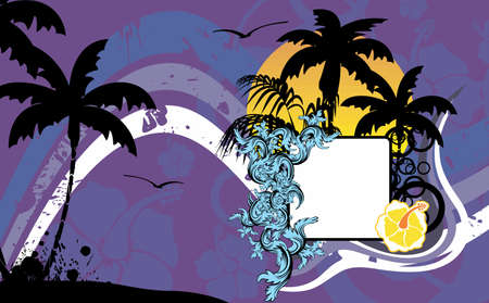 hawaian tropical copyspace background illustration in vector formatのイラスト素材