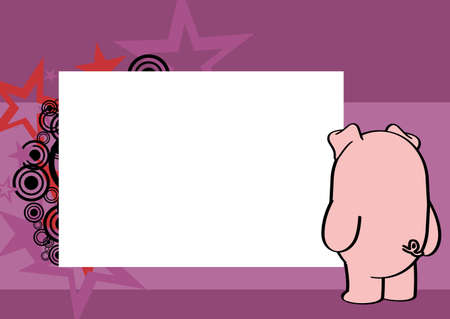 cute pig character cartoon perspective background illustration in vector formatのイラスト素材