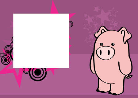 cute pig character cartoon perspective background illustration in vector formatのイラスト素材