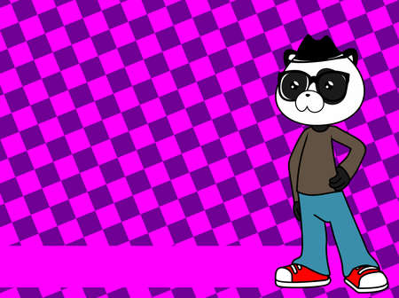 young teen panda bear cartoon hipster style background illustration in vector formatのイラスト素材