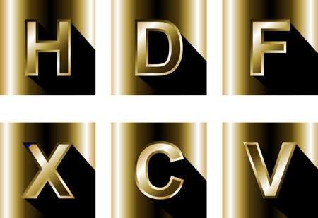 luxury golden aphabet letters set collection illustration in vector formatのイラスト素材