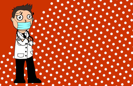 funny doctor kid character cartoon background illustration in vector format