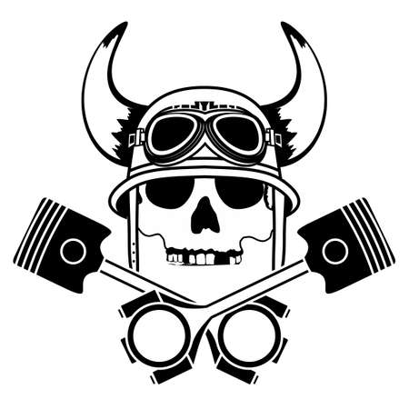 chopper biker skull emblem crest tattoo illustration in vector formatのイラスト素材