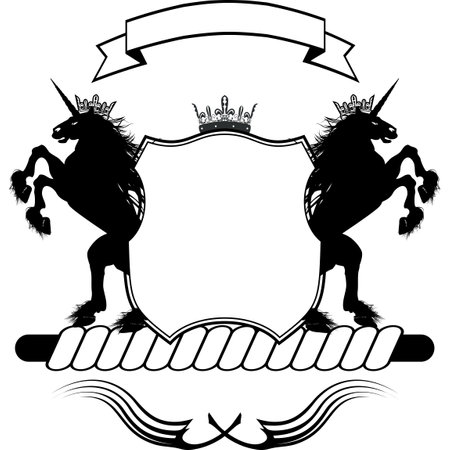 heraldic unicorn horse coat of arms emblem crest tattoo illustration in vector formatのイラスト素材