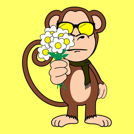 funny monkey character cartoon illustration in vector formatのイラスト素材