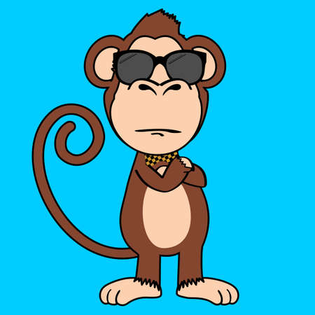 funny monkey character cartoon illustration in vector formatのイラスト素材