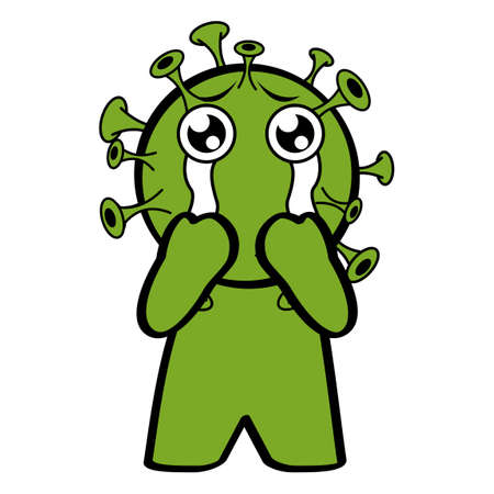 covid cartoon illustration kawaii expressions in vector formatのイラスト素材