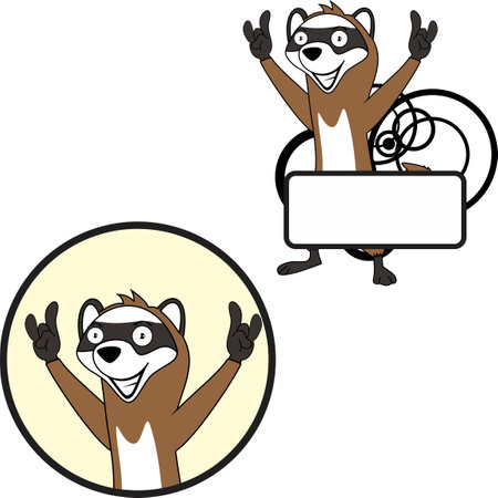ferret cartoon kawaii expression pack billboard sticker in vector formatのイラスト素材