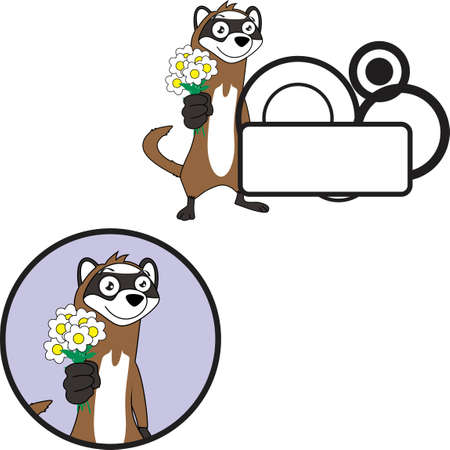 ferret cartoon kawaii expression pack billboard sticker in vector formatのイラスト素材