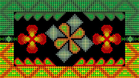 abstract colorful huichol mexican art background in vector formatのイラスト素材