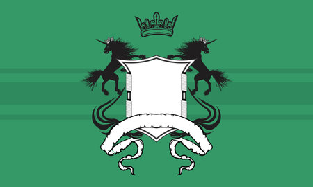 heraldic unicorn shield crest emblem coat of arms background in vector formatのイラスト素材