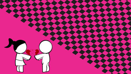 chibi kid pictogram love background illustration in vector formatのイラスト素材