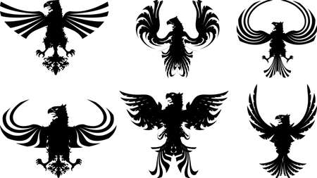 eagle emblem crest icon sticker pack collection in vector formatのイラスト素材