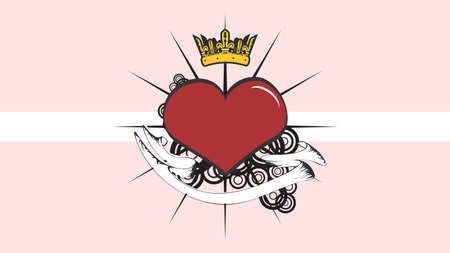 red heart tattoo valentines background in vector formatのイラスト素材