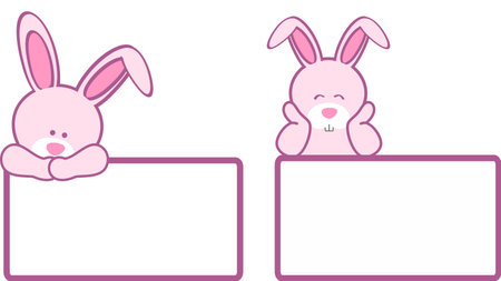 cute baby bunny cartoon billboard pack in vector formatのイラスト素材