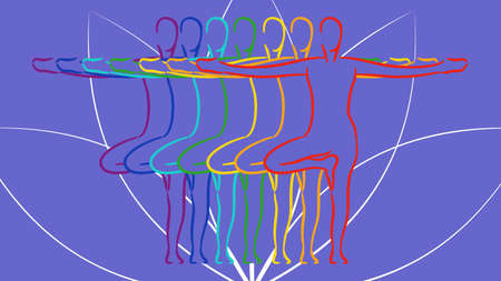 yoga poses silhouette illustration background in vector formatのイラスト素材