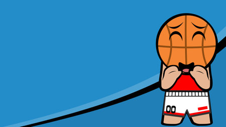 basketball head kid character cartoon illustration background in vector formatのイラスト素材