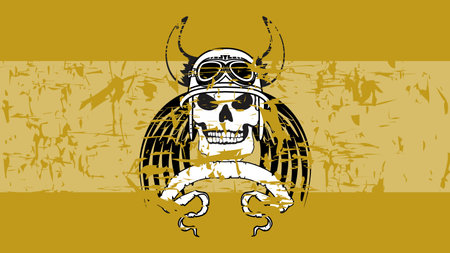 biker skull tattoo illustration background in vector formatのイラスト素材