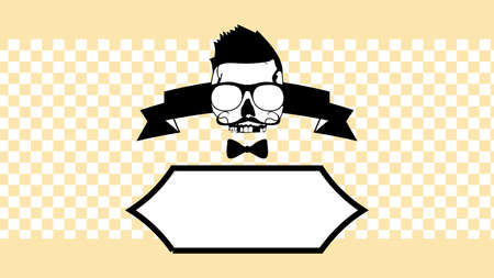 hipster skull barber shop billboard background in vector formatのイラスト素材
