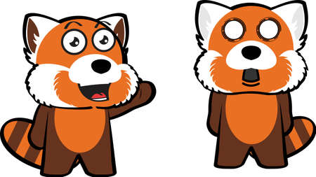 red panda cartoon expressions pack illustration in vector formatのイラスト素材