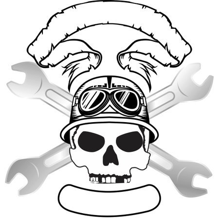 biker helmet skull crest tattoo helmet illustration in vector formatのイラスト素材