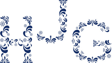 abstract mexican talavera alphabet letters set illustration in vector formatのイラスト素材