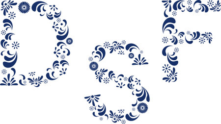 mexican art talavera alphabet letters set illustration in vector formatのイラスト素材