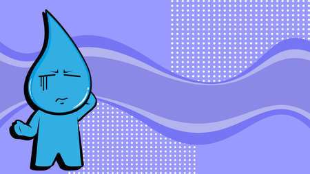 funny water drop character cartoon expression blue background card illustration in vector formatのイラスト素材