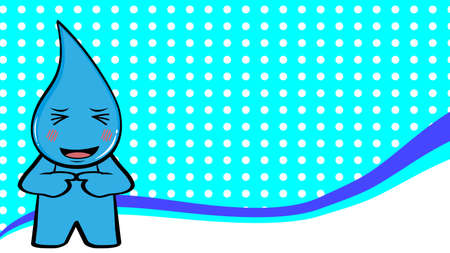 funny water drop character cartoon expression blue background card illustration in vector formatのイラスト素材