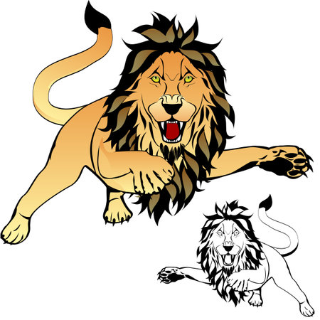 lion tattoo illustration isolated colorful set design in vector formatのイラスト素材