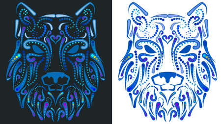 wolf mexican huichol art illustration pack collection in vector formatのイラスト素材