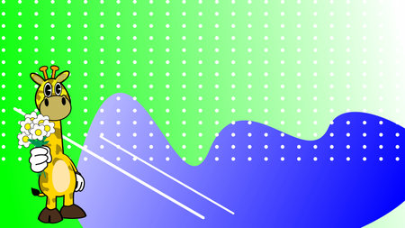 flowers giraffe character cartoon retro style illustration background in vector formatのイラスト素材