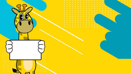 copy space giraffe character cartoon retro style illustration background in vector formatのイラスト素材