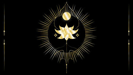 geometric tattoo golden luxury flower lines background postal illustration in vector formatのイラスト素材